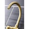 Kingston Brass KS2337RX Industrial Style Bridge Kitchen Faucet with Brass Sprayer, Brushed Brass KS2337RX - alternate 3